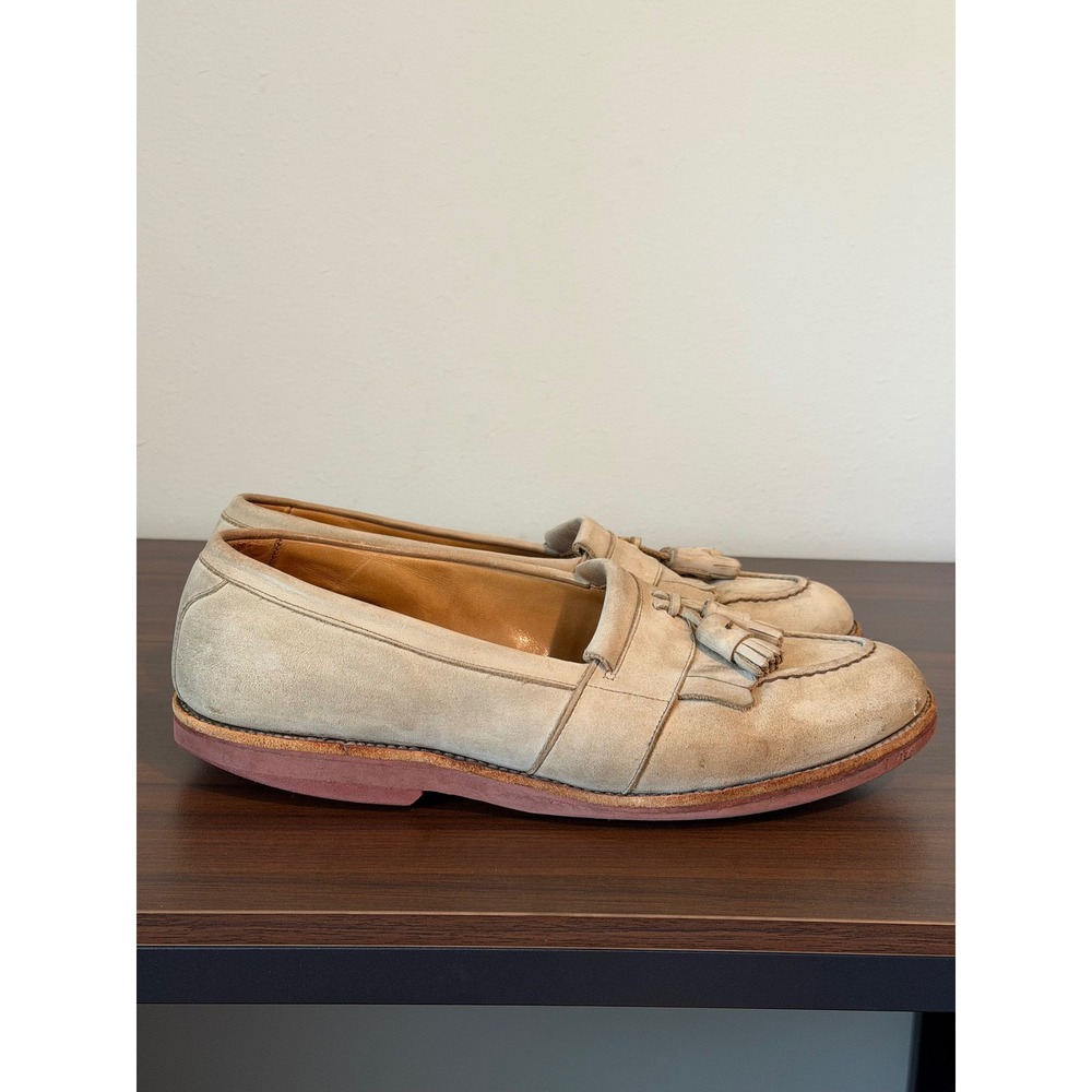 Allen Edmonds Newport Tan Suede Tassel Kiltie Loafers Mens 9.5 D Shoes Moc Toe - Picture 5 of 16
